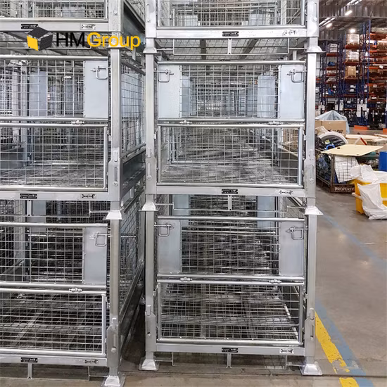 Maßgeschneiderte Logistikausrüstung, langlebiger Stapelrahmen für Palettenkäfige aus Drahtgeflecht